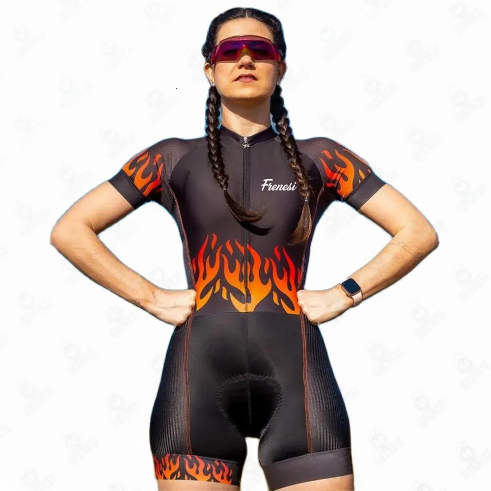 Flame Style Frenesi Womens Triathlon Short Cycling Jersey Sets Skusuit Maillot Ropa Ciclismo rower Mujer Rowersit 240416