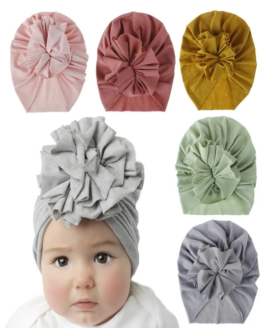 18 stilar söta spädbarn småbarn unisex blomma knut indisk turban cap barn pannband kepsar baby blommor hatt solid mjuk bomull hårband 3602088