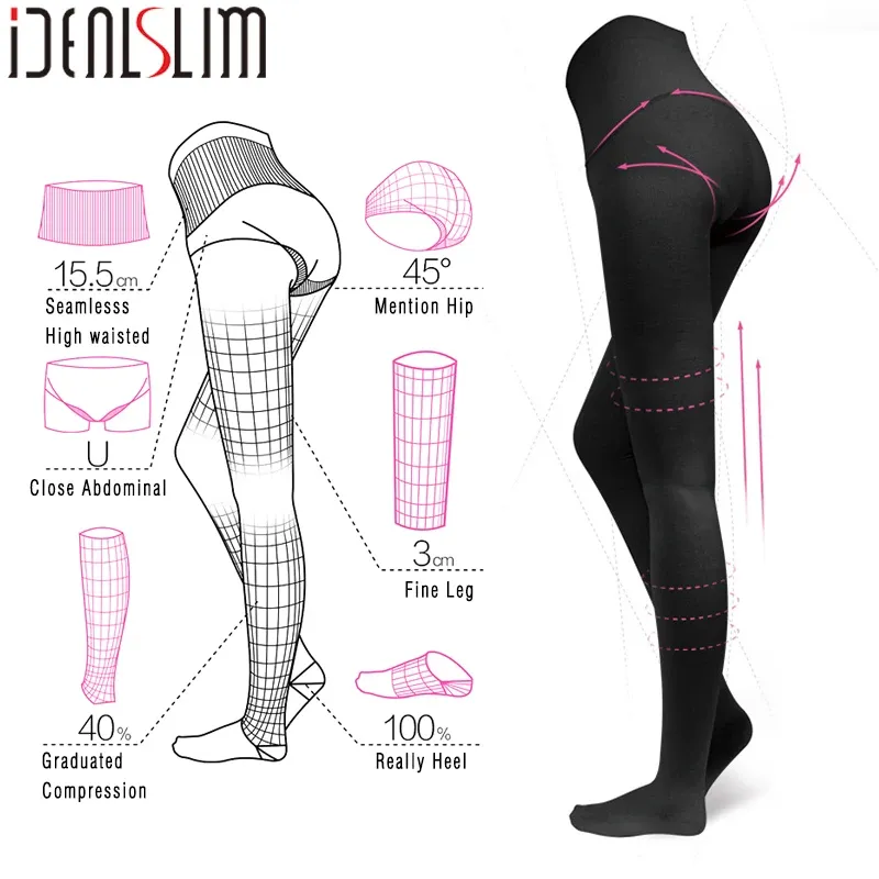 Socken IdealSlim 2332 mmHg hohe Taille Medizinische Kompressionsstrumpfhose für Krampfadern Frauen Kompressionsstrümpfe