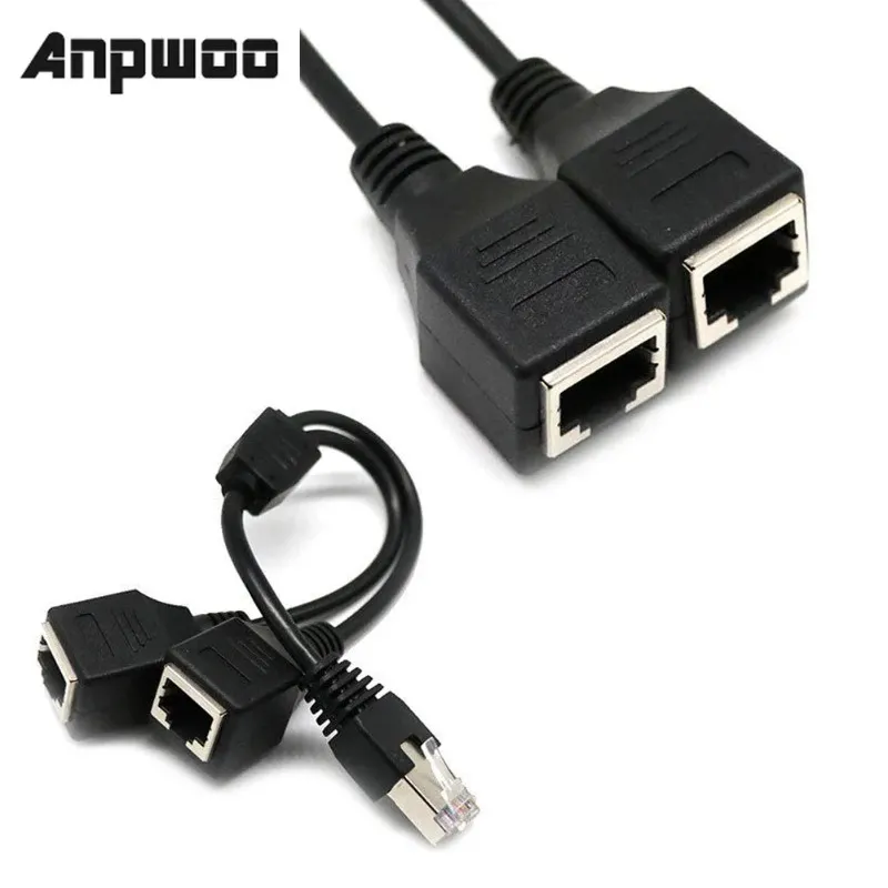 ANPWOOOOO ETHERNET SPLITTER ADAPTER 0.3 M LAPTOP Professional Ethernet Adapter مع كابل تمديد كابل الشبكة