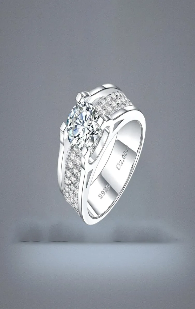 Lüks 1 karat 2 karat moissanite adam yüzük ince mücevher 925 şeridi düğün infinity rings35504906427632