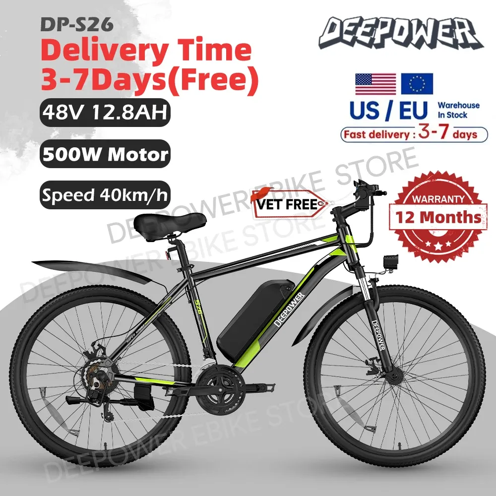 自転車ディーパワーS26 26インチ電気自転車500W 48V 30AHリチウムバッテリーアダルトエレクトリックマウンテンバイククロスカントリーEBike EU配信