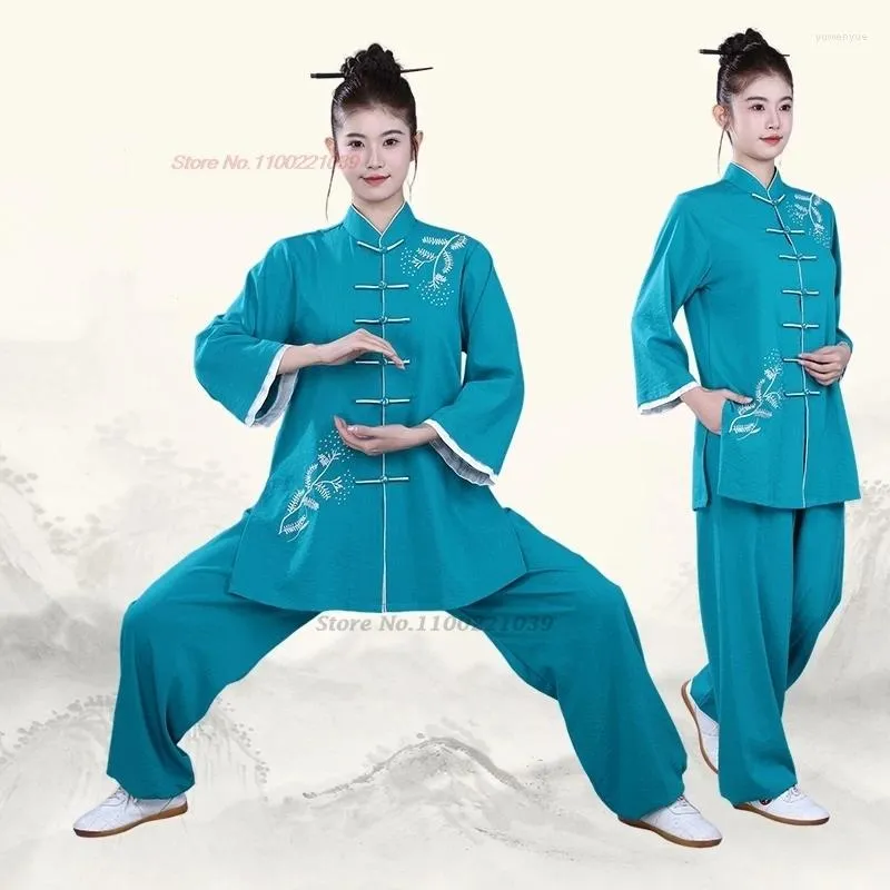 Abbigliamento etnico 2024 ESERCIZIO CINA TAI CHI ESERCIZIO DI ARTI MARTINALI NAZIONALI NAZIONALE LINO DI FOOTURA DI FIORE