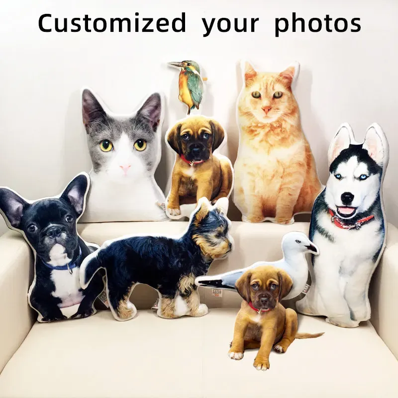 Speelgoed foto -aanpassing diy honden kussen huisdier pluche speelgoed poppen knuffel dier kattenkussen sofa auto decoratief kerstcadeau cadeau