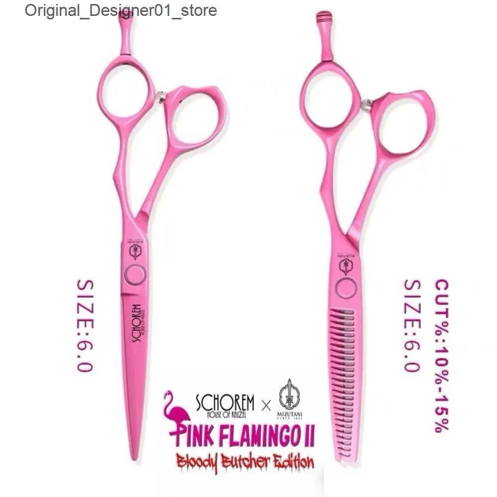 Haarschaar Japanse Mizutani Professional Hair Clippers 6-inch hoogwaardige roze flamingo-schaar rechte en naadloze schaar Q240426 Q240426