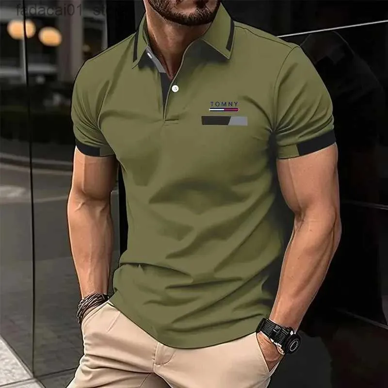 Heren T-shirts Zomer Nieuwe hoogwaardige herenheren van Hoogkwaliteit Casual korte mouwen Polo Shirt Solid Colar Collar Fashion Business Sports Ademende T-shirtq240426