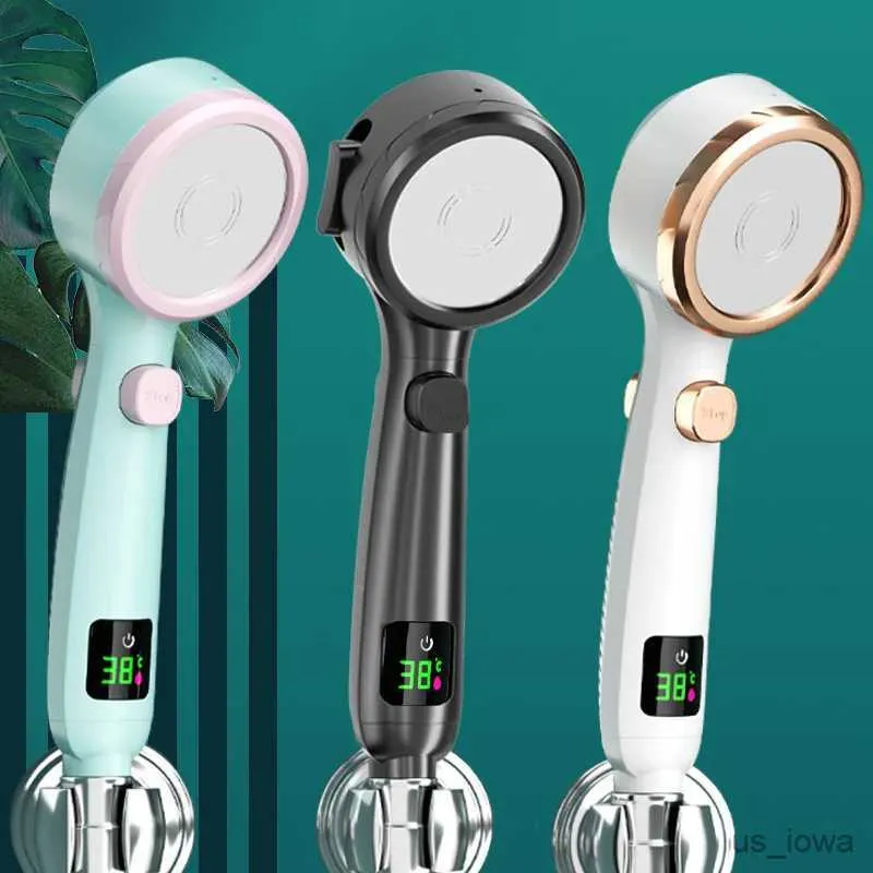 Badezimmer Duschköpfe Hochdruck Handheld Badezimmer Duschkopf Wasser spart Duschkopf Druckverstellbares Sprüh -LED -Digitale Temperaturanzeige
