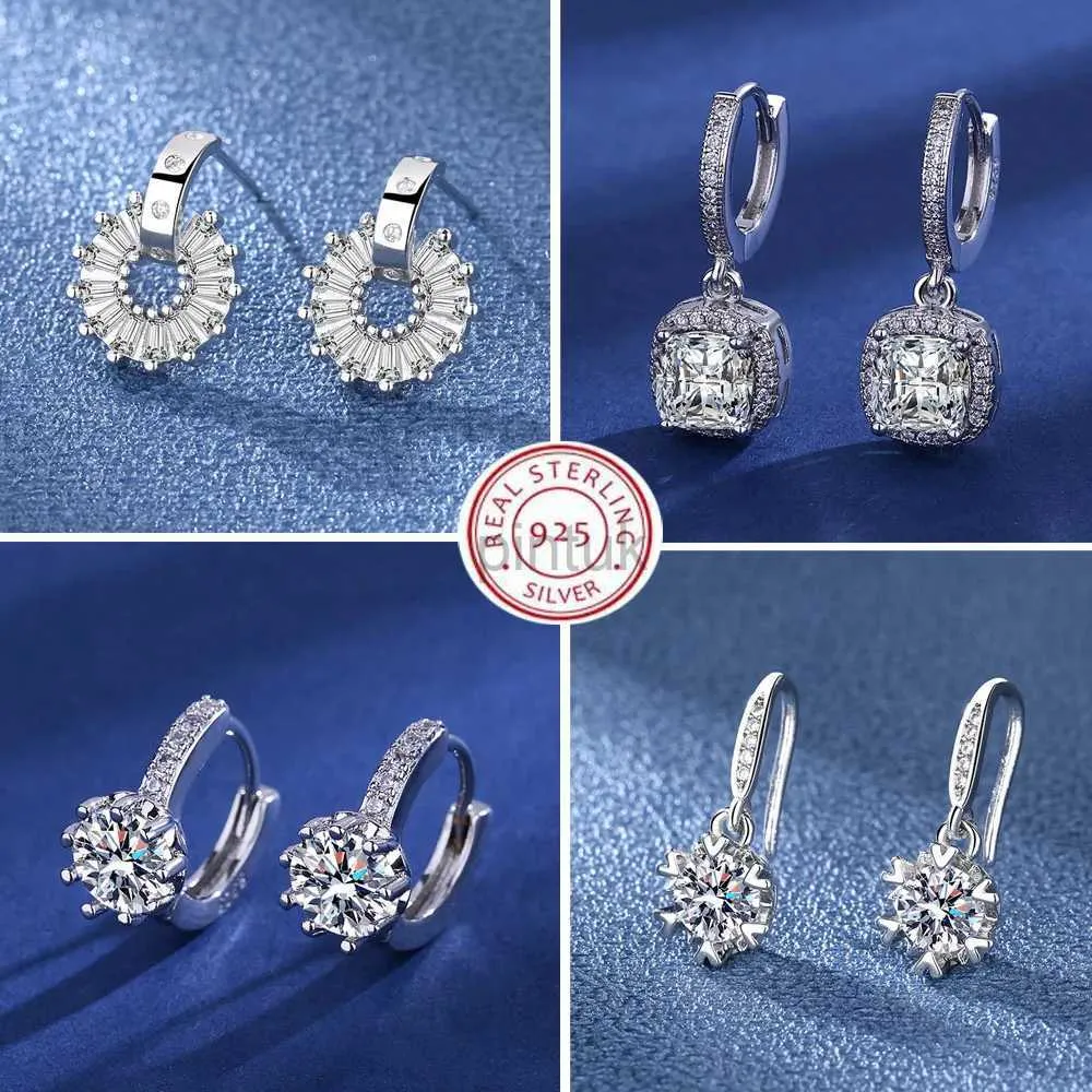 Étalon 925 Bijoux en argent sterling femme mode mignon minuscule cristal clair cz boucles d'oreilles cadeau pour filles adolescents dame cadeau d240426