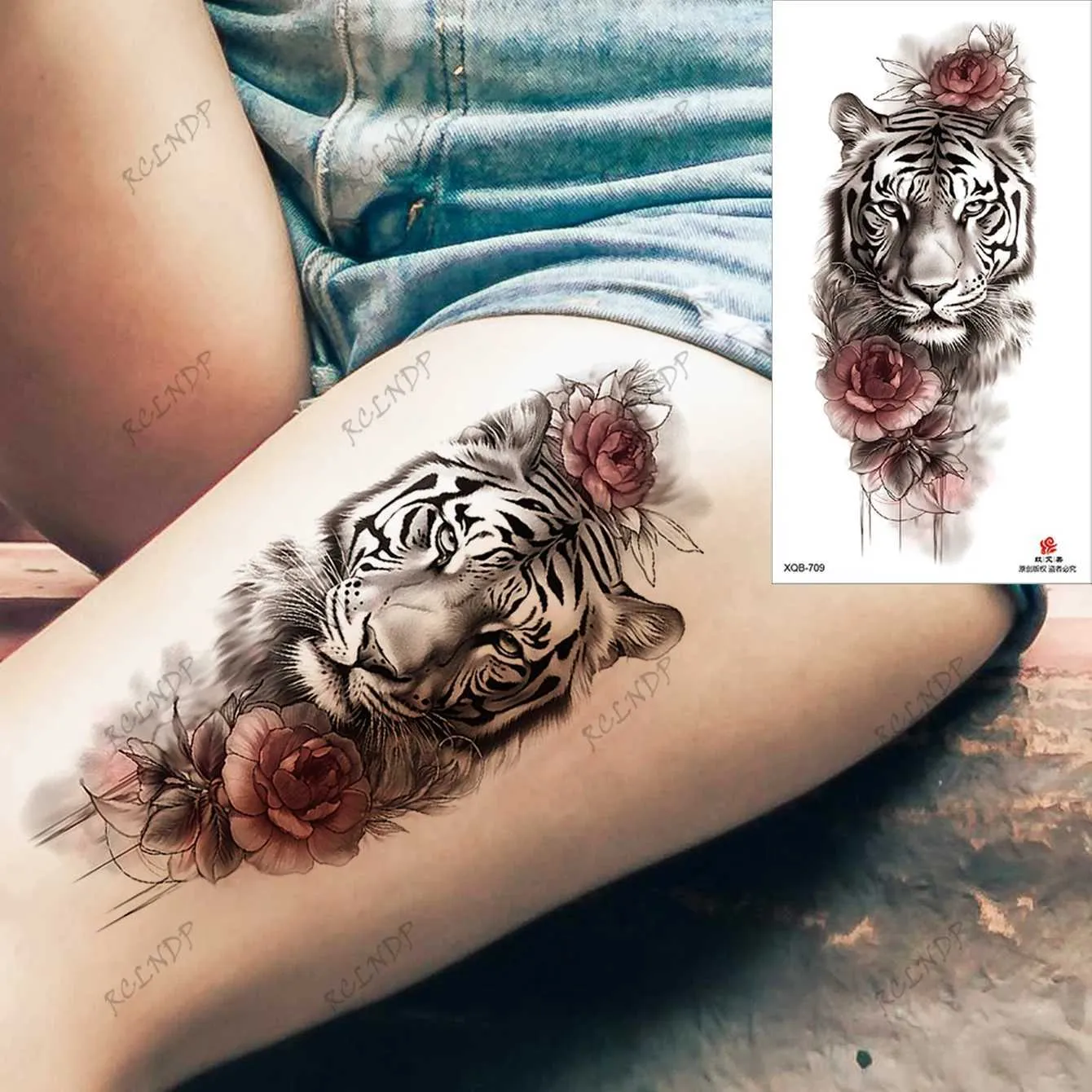 Trasferimento tatuatore impermeabile tatuatore temporaneo tigre tigre rosa farfalla drago whale wolf uccello falso tatto flash tatoo tatato per donne 240427