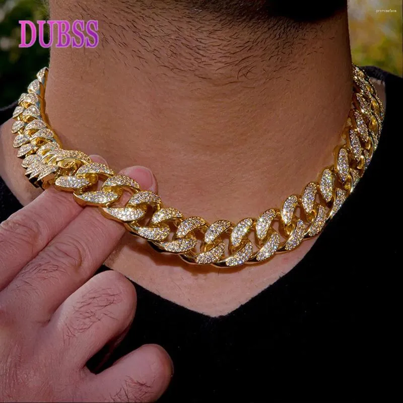 Chains DUBSS 18mm Miami Cuban Link Chain For Men's Necklace Choker Bling Hip Hop Jewelry Real Gold Plated Charms