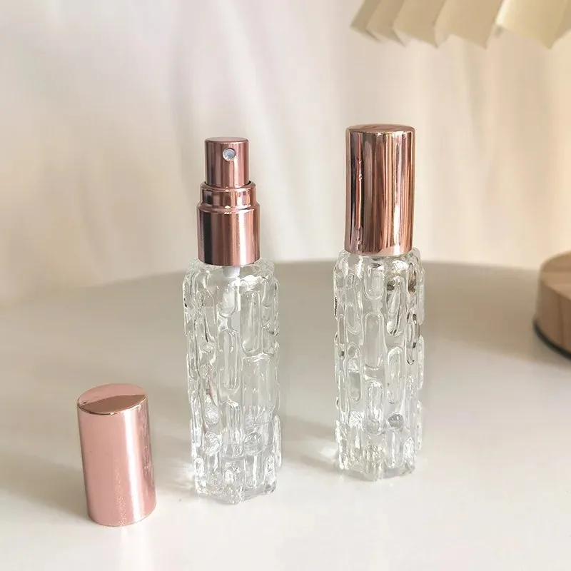 Nouveau 10 ml en verre or rose portable Refilable Perfume Bouteille cosmétique Contource vide Atomizer de pulvérisation vide Small échantillon Sous-bouteille pour rose