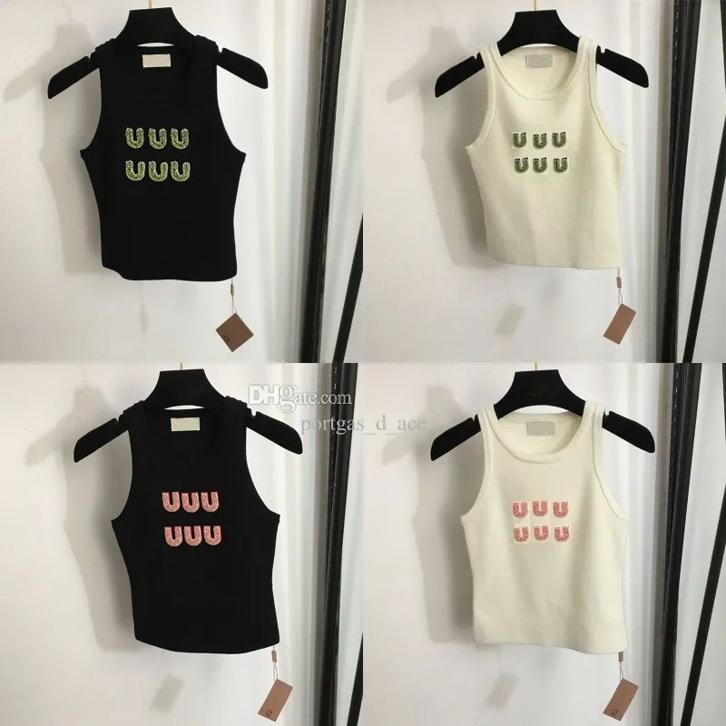 Tanks de singlete de marca de marca Mujeres de lujo Fit Slim Knits Tops Camiseta de tanques de tejido de punto de verano Elegantes camisetas diarias decoradas diarias