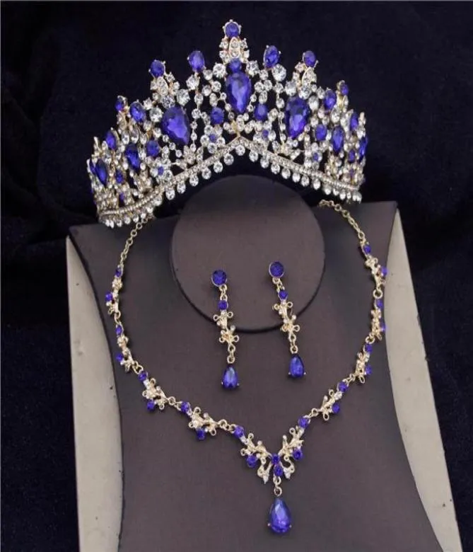 Brincos colar lindos conjuntos de jóias de jóias de cristal para mulheres colares de tiaras de casamento