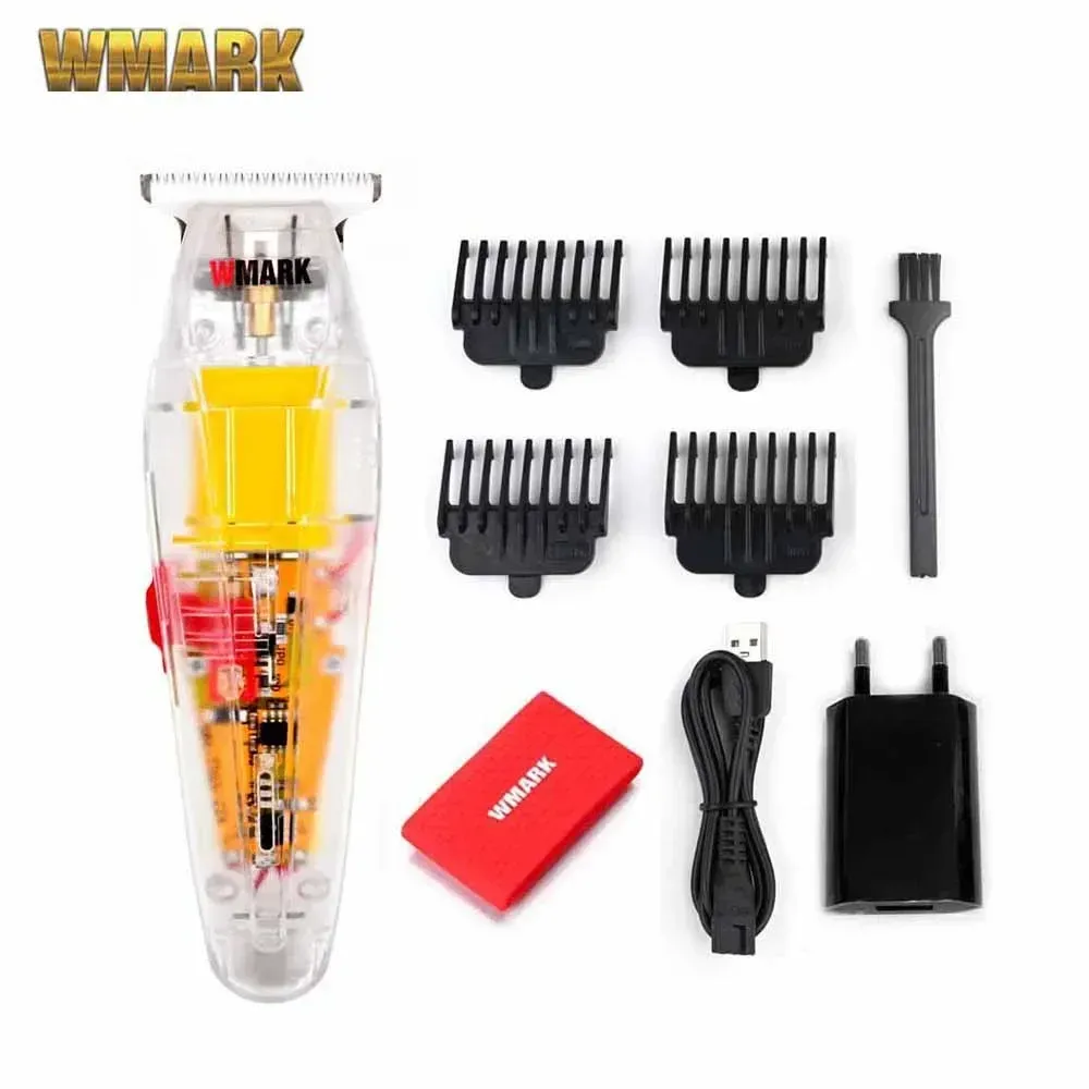 Trimmers WMark NG202 Traiture de détail de style transparent avec batterie de 1400mAh 6500 tr / min Clipper rechargeable professionnel pour hommes