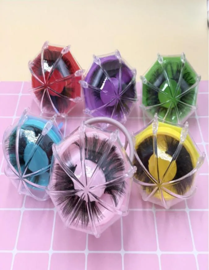 Package pour les cils de vison Cois Umbrella avec plateau Emballage de cils mignons Boîte à cils pour les yeux faits à la main pas de cils inclus 3546540