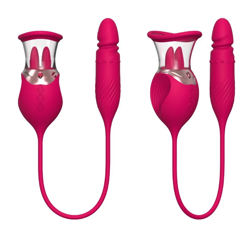 Toys Sex Toys Produits pour adultes Source d'usine à double tête de vibration d'aspiration femelle Tie télescopique Bielle de vibration femelle Double langue de léchage