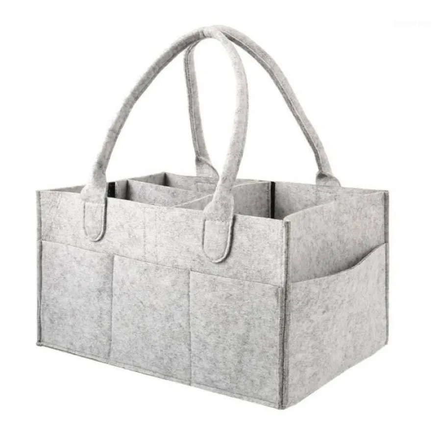 Sacs à couches Sac de rangement en tissu en feutre de grande taille pliable bébé grand caddy Table organisatrice panier de jouet organisateur de voiture 1310p