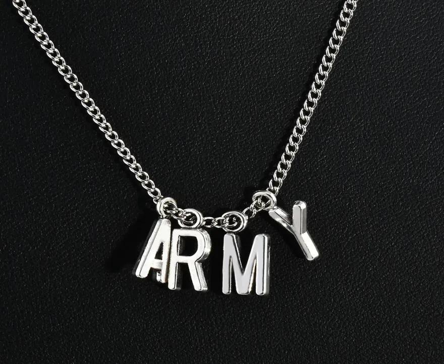 New Fashion KPOP BTS Jimin Necklace Bangtan Boys ARMY ARMY Pendant KOOK JIMIN V SUGA Charms Jewelry Gift8173207