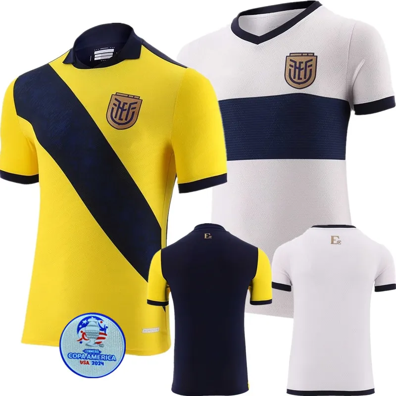 Camisetas 에콰도르 축구 유니폼 키트 2024 Copa America 국가 대표팀 홈 어웨이 Valemncia Martinez Hincapie D. Palacios M. Caicedo 축구 셔츠