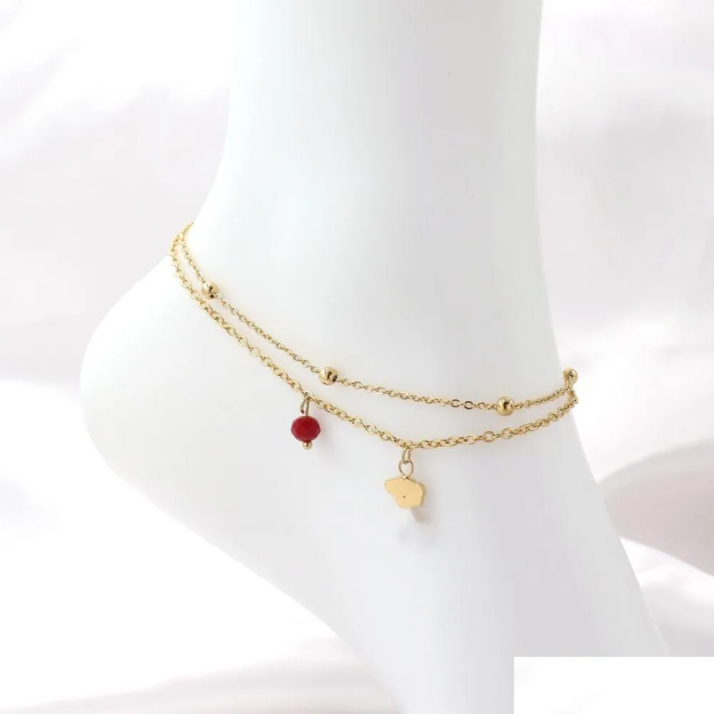 Anklets Charm Anklet Designer Gold Sier For Woman Europe America Fashion High Quality Heart Girlfriend Christmas Party Valentine Day D Ot7Qz