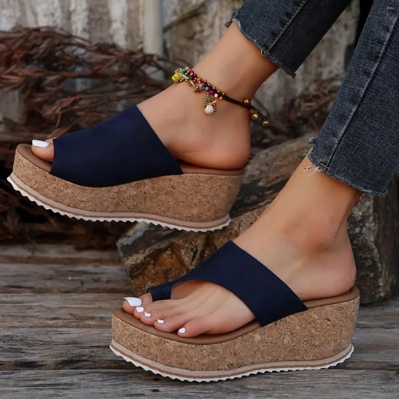 Chaussures habillées Femmes Fashion Slippers Super High Heels Beach Casual Flip Flops Pu Summer Woman Platform Slides Sandales pour les dames