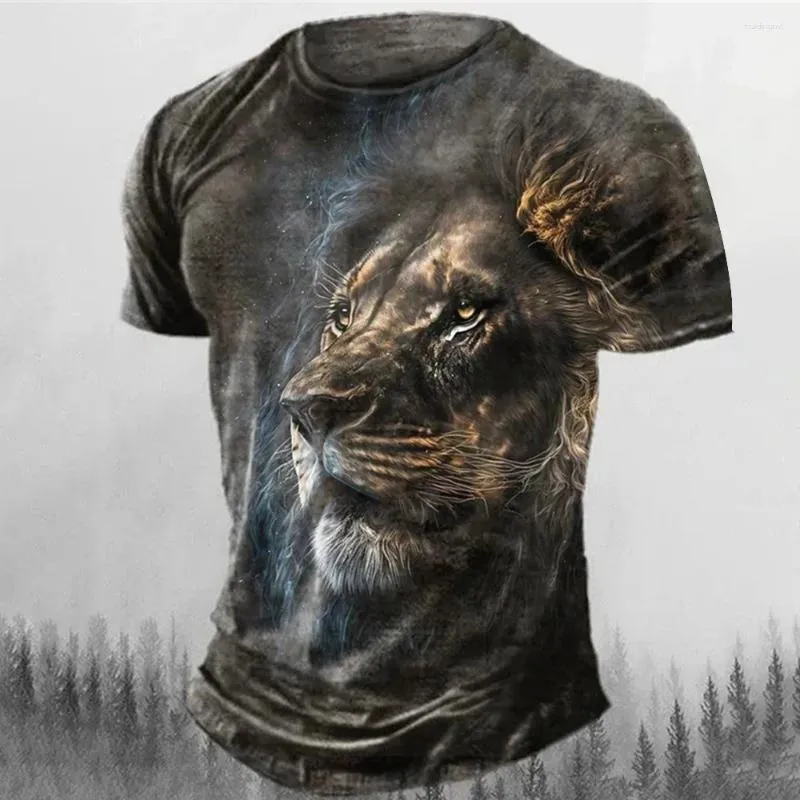 Trajes masculinos A1342 Impreso Topas callejeras de manga corta Tops de gran tamaño ropa casual de camiseta Lion Lion Sportswear