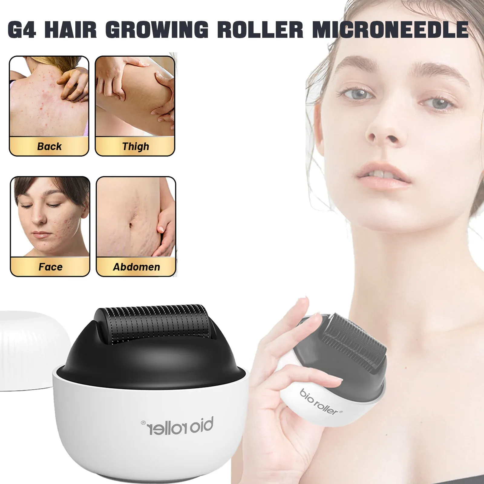 Skönhetsartiklar Derma Roller 1200 Pin Microneedle Bio Roller G4 Hårtillväxt Kropp Sträckmärken Borttagning Skinvård med separat täckning