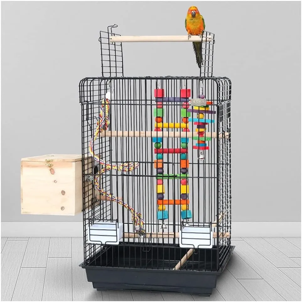 Parrot Cage Stand Included: Large Metal Bird Cage With Top Play Stand ...