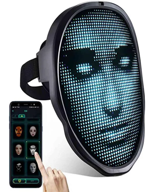 Halloween med programmerbar Bluetooth Face bt Telefonkontroll DIY -meddelanden LED Light Mask5028295