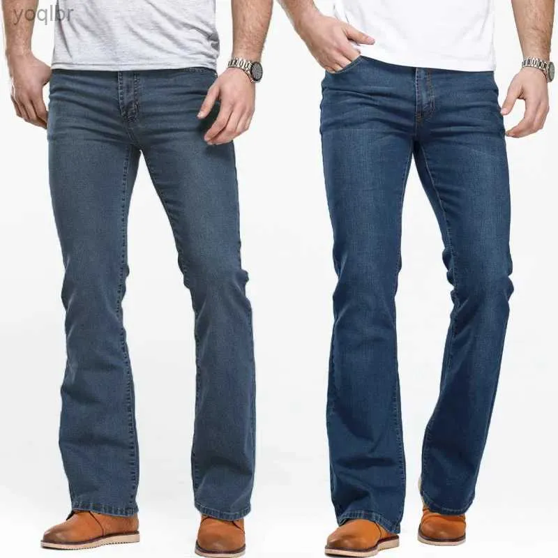 Мужские джинсы мужские ботинки вырезать джинсы легкие, подходящие для синих и черных брюк Дизайнер Классический мужский эластичный джинсовый брюки