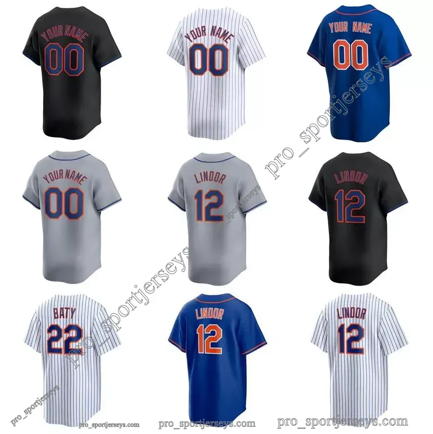 NY City Mets Maillots de baseball personnalisés Francisco Lindor Brett Baty Francisco Alvarez Jose Quintana tout numéro de nom à la maison Jersey Men de femmes