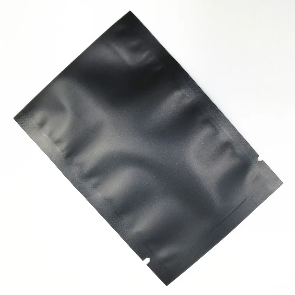 7x10 cm Matte Black Open Top Aluminum Foil Vacuum Heat Seal Packing Bags Vacuum Mylar Foil Food Valve Heat Seal Pouch for Dried Nuts