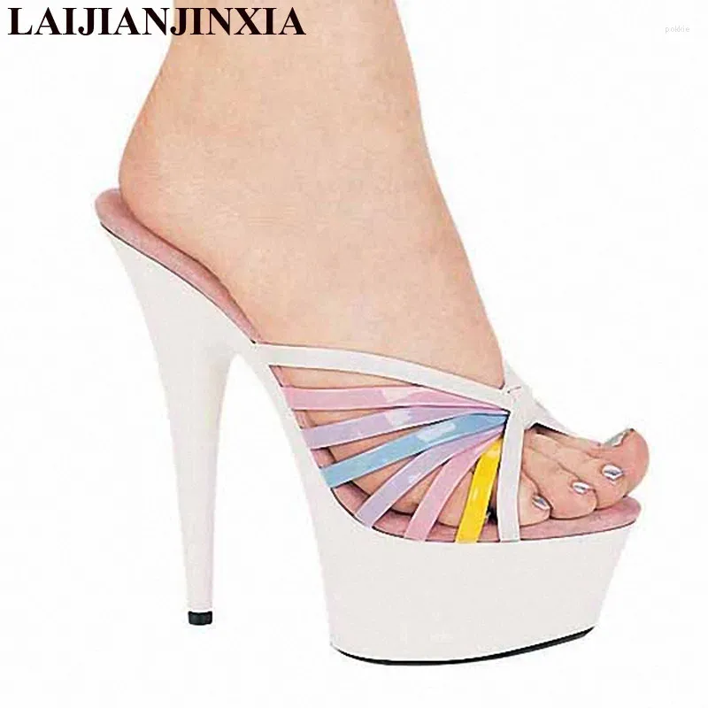 Pantofole laijianjinxia 15 cm alti tacchi club scarpe da notte sexy pole danza piattaforma per feste femminili