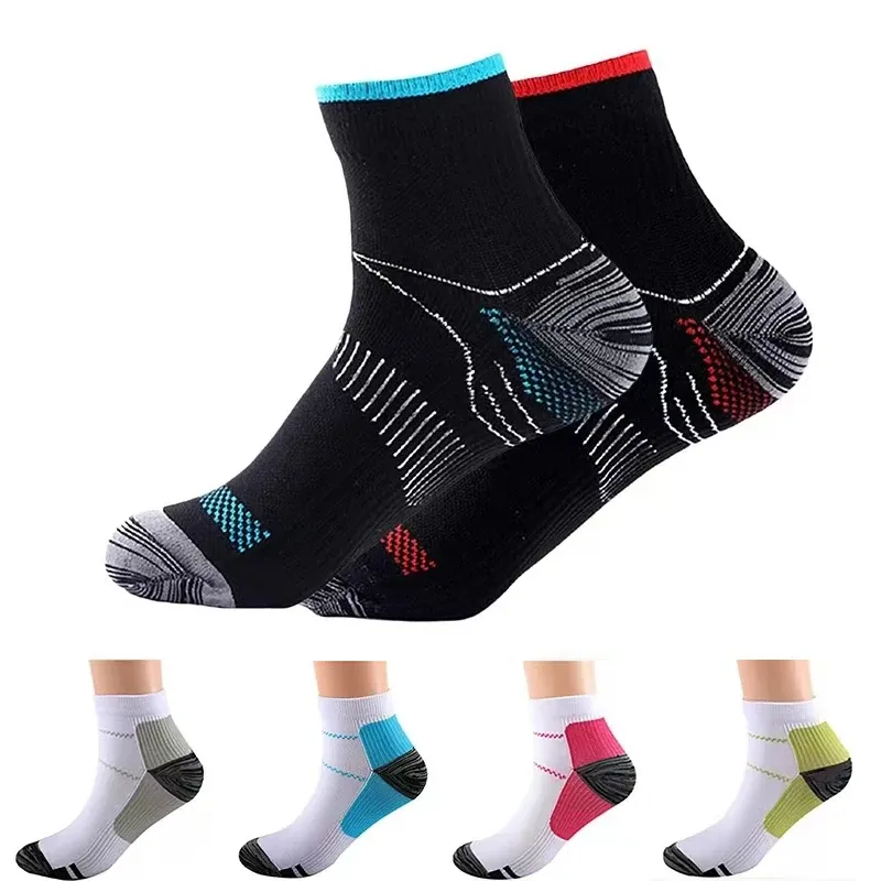 Meias 1Pairs homens homens meias casais Casais Pressão elástica Meias de compressão ao ar livre Trail esportiva Running Cycling Socks Boat Boat