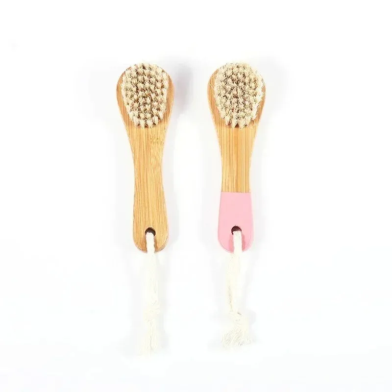 2024 Bamboo Face Cleaning Brush Soft Boar Bristle Beauty Face Tool Skincare Skin Deep Cleaning Exfoliating Lip Brush for Woman- for Skincare Exfoliating Brush