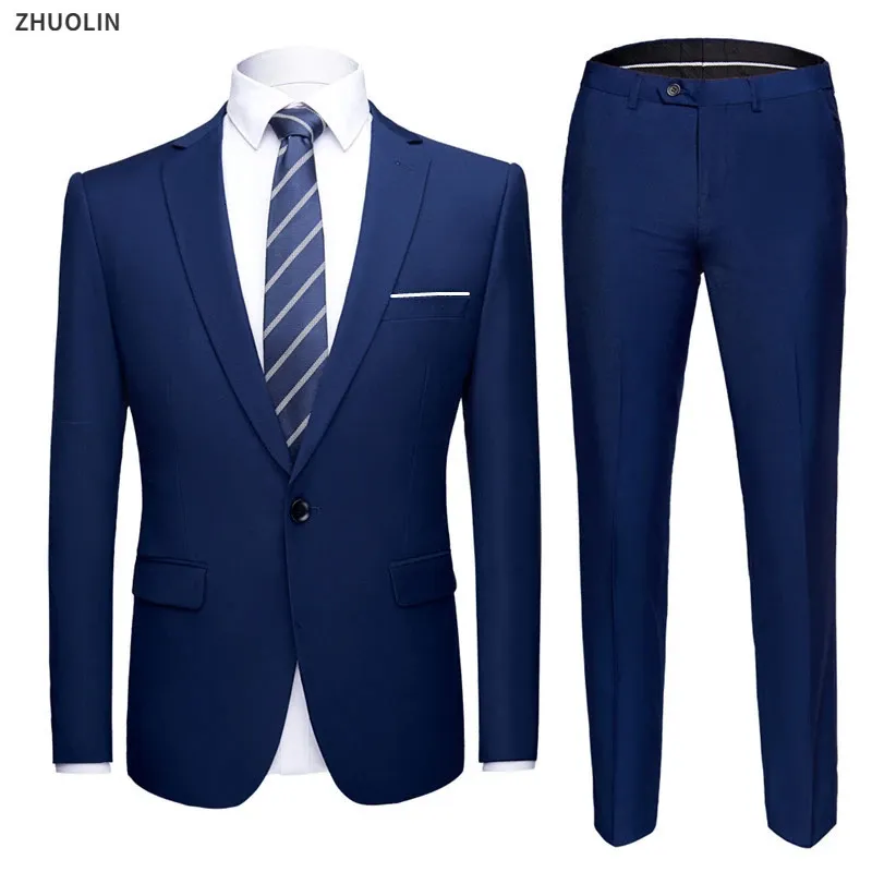 Männer Blazer Hochzeit 2 Anzug 3 Stück Set Elegant Luxus Full Jacket Weste Hosen Design Neueste Business Slim Fit Coathose 240422