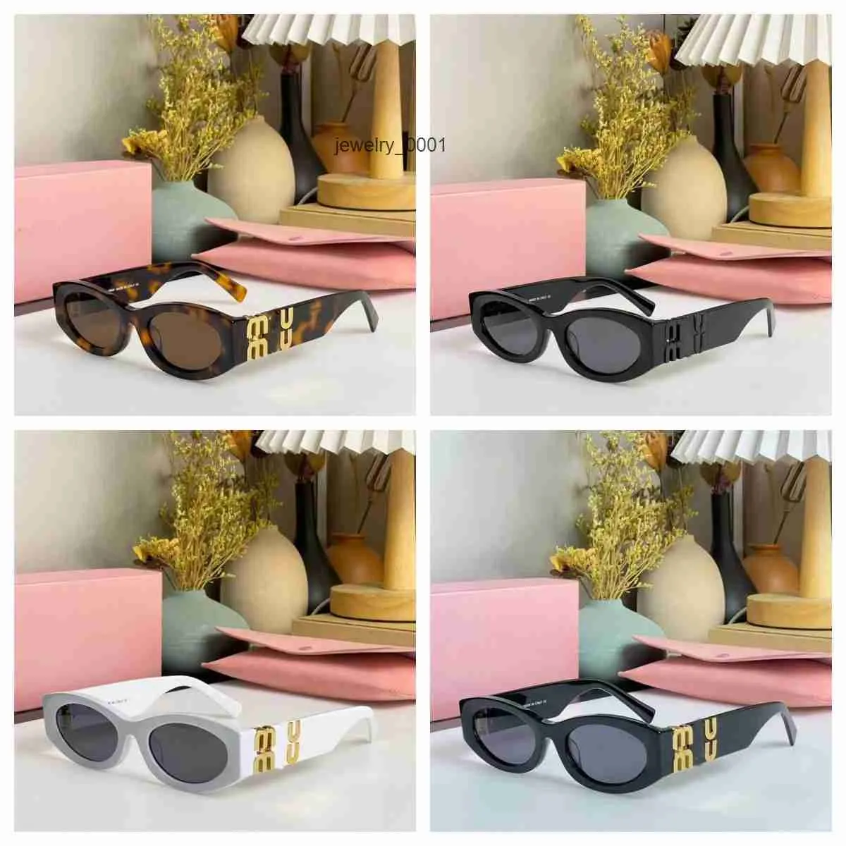 óculos de sol miui óculos de designer sofisticação moderna adequada para todos os tipos de desgaste de molduras ovais de metal luz Multi Color UV400 i704