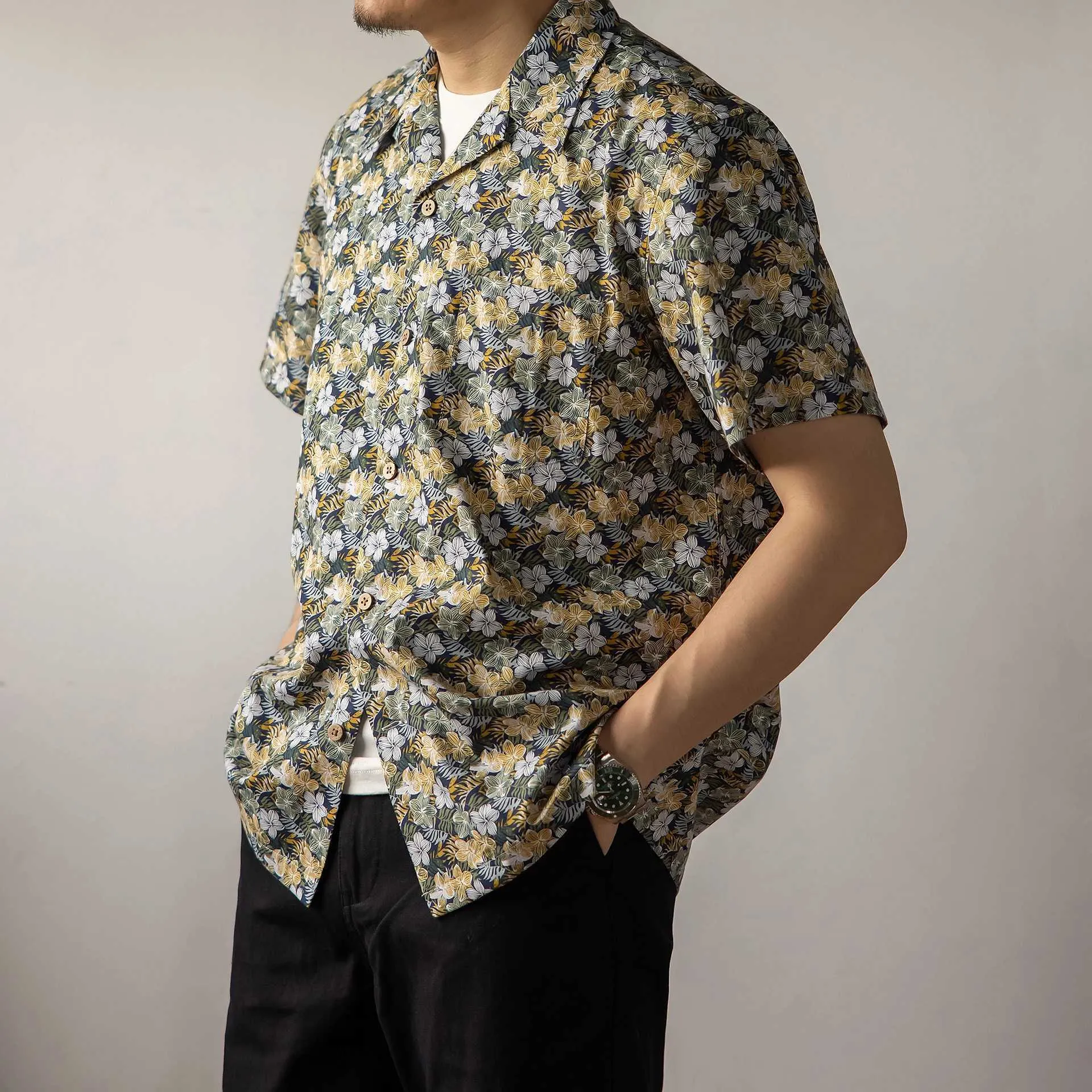 Men's Casual Shirts HW-0011 Big US Size Genuine Quality Vintage Looking Loose Fitting Hawaii Aloha Cotton Printing Shirt 240424