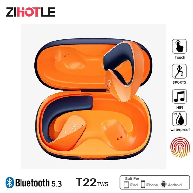 Écouteurs T22 Conduction de l'air oreille ouvert TWS EVCOPHEE BLE SPORTS CASHE SPORTS ÉTAUTES DE CLIPS ELLES ELLE ELLE