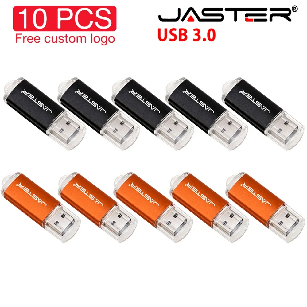 Drives JASTER 10 PCS LOT USB 3.0 Флэш -накопители 128 ГБ пластиковой памяти Stick 64GB Creative Gift Drive 32 ГБ оптовой USB Stick 16 ГБ 8 ГБ