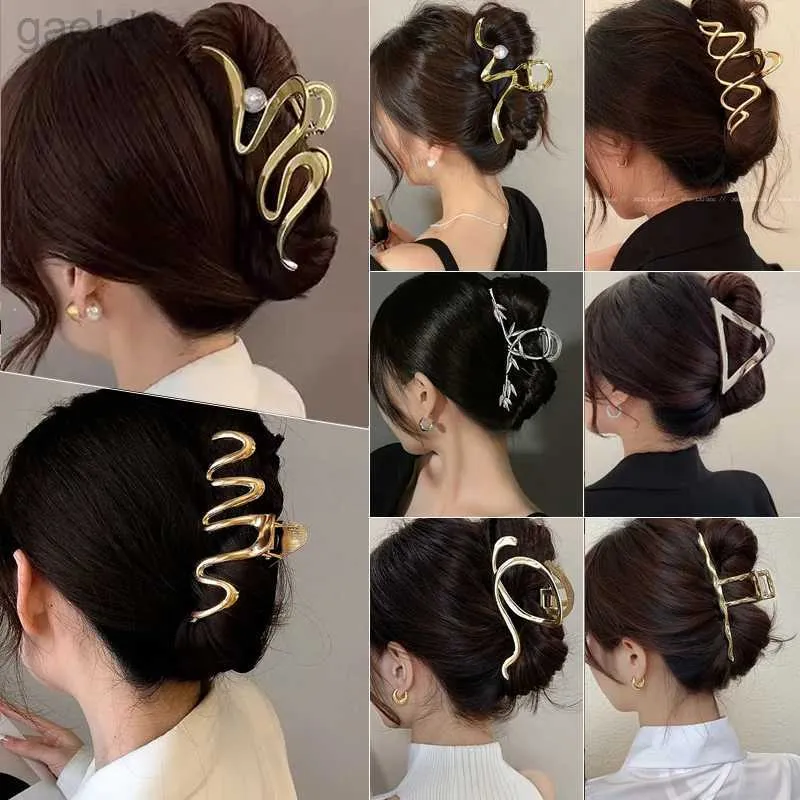 Haarclips Bronrettes Fashion Metal Star Hair Claw Clips For Women Girls klemmen Korea Geometrische haarkrab Haarspelden Hairgrips Hoofdkleding Haaraccessoires 240426