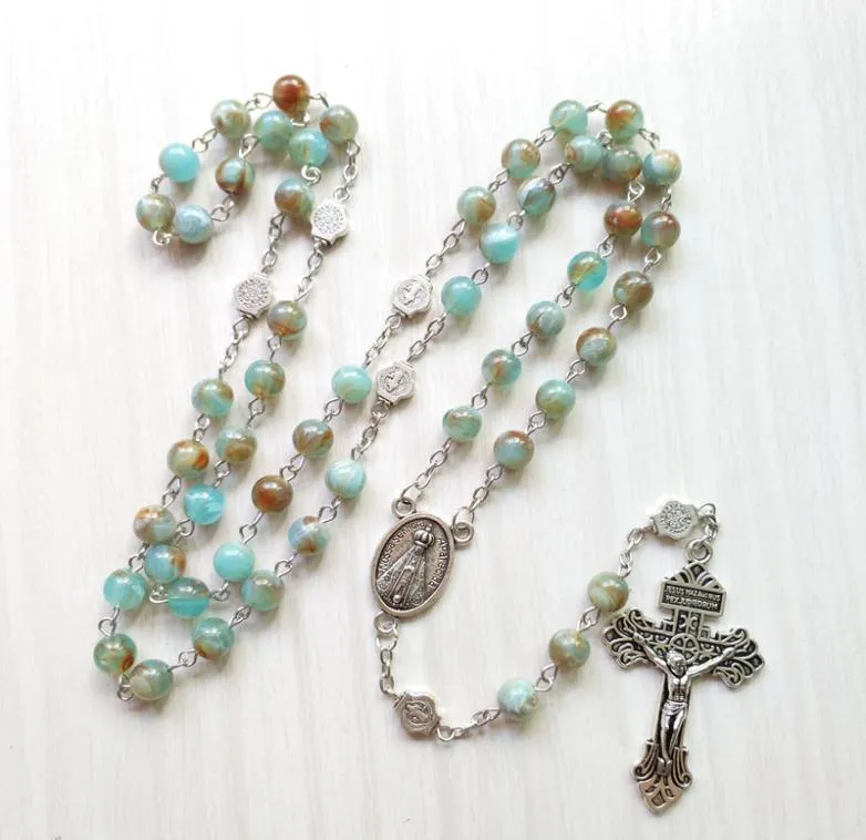 Italie Vente chaude Retro Rosaire bijoux catholique Vierge Jésus Religion chrétienne hommes et femmes Collier4887934