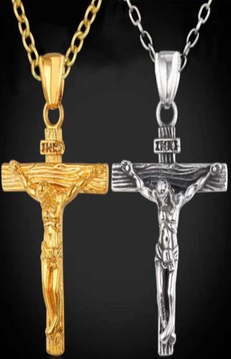 Jewelry Wholecrucifix Solid Necklace Men039s 18 Christian Cross Factory Gift Gold God Women Gf Charms Lines Pendant K Fashi1953993