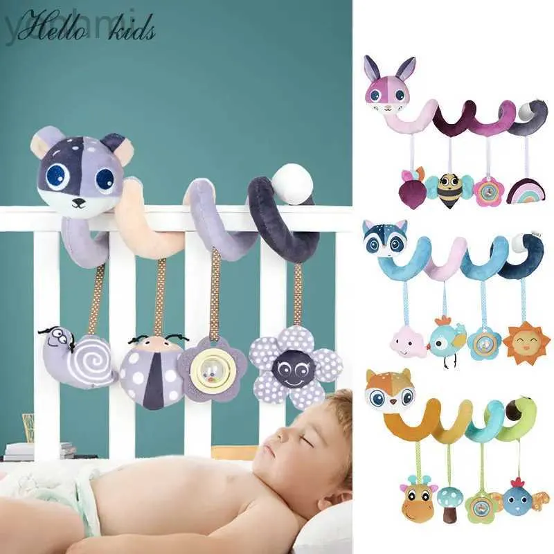 Mobiles# Baby speelgoed Stroller Comfort Gevulde Animal Ratell Crib Rammles Toys Gift Mobile Infant Stroller speelgoed voor babyhangende bed Belltoy D240426