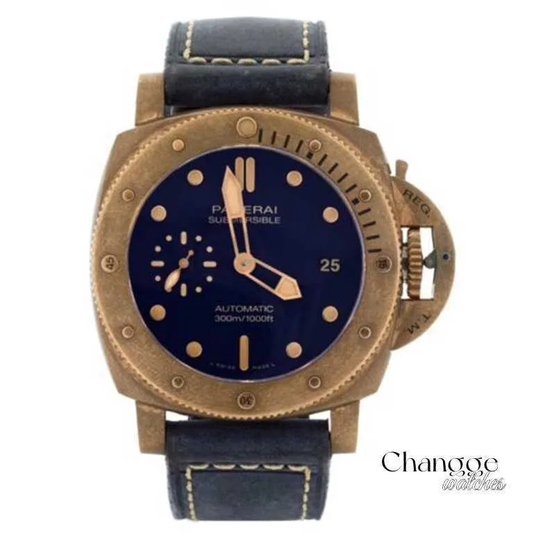 2024 للجنسين الفاخرة ساعة كلاسيكية جولة الكوارتز wristwatch peneri bronzo Blu Abisso 42 PAM01074 WL K161