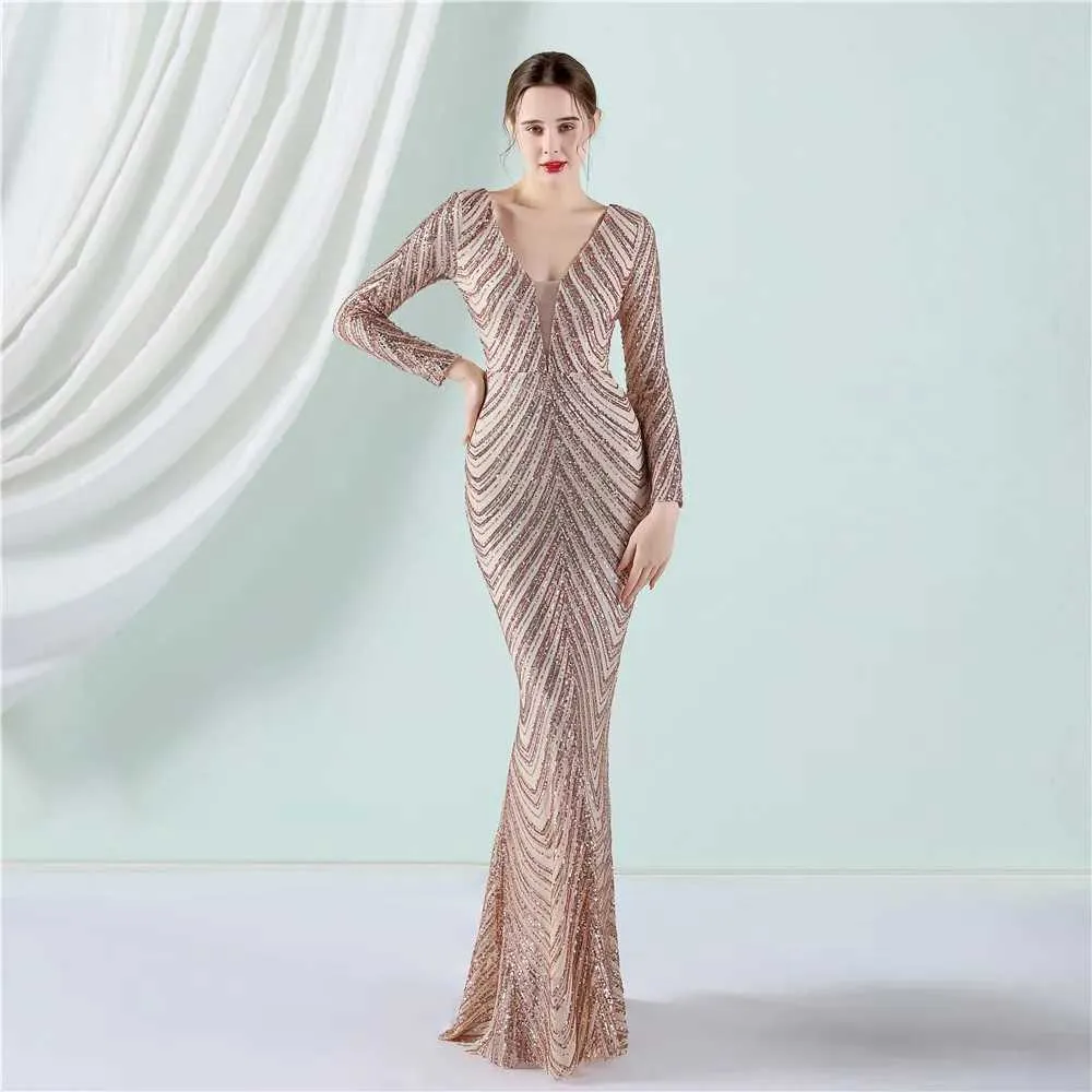 gold sequin stripe dress GL 3049 main image 0