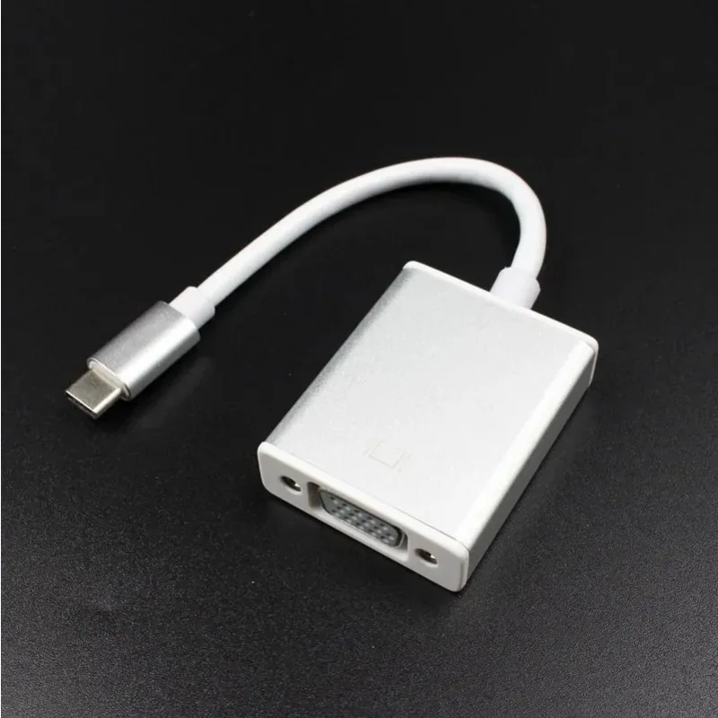 Type-C naar VGA-conversiekabel USB-C naar VGA High-Definition Converter voor mobiele telefoons, Mac Book Notebooks, Tablets