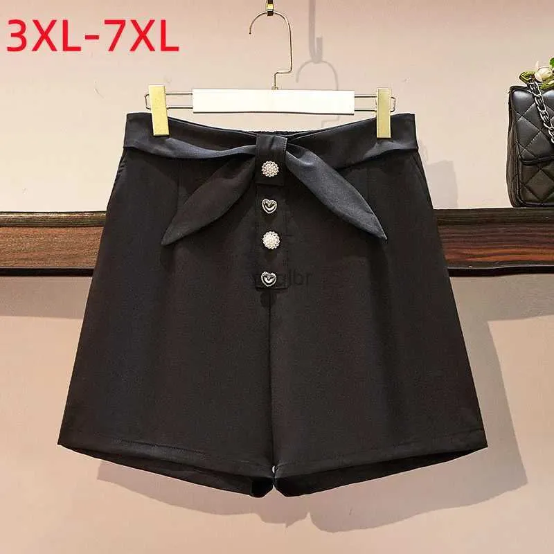 Kvinnors shorts Nya 2022 Womens Summer Plus Size Shorts Womens Stor lös casual breda benfickor Black Bow Shorts 3xl 4xl 5xl 6xl 7xll2404