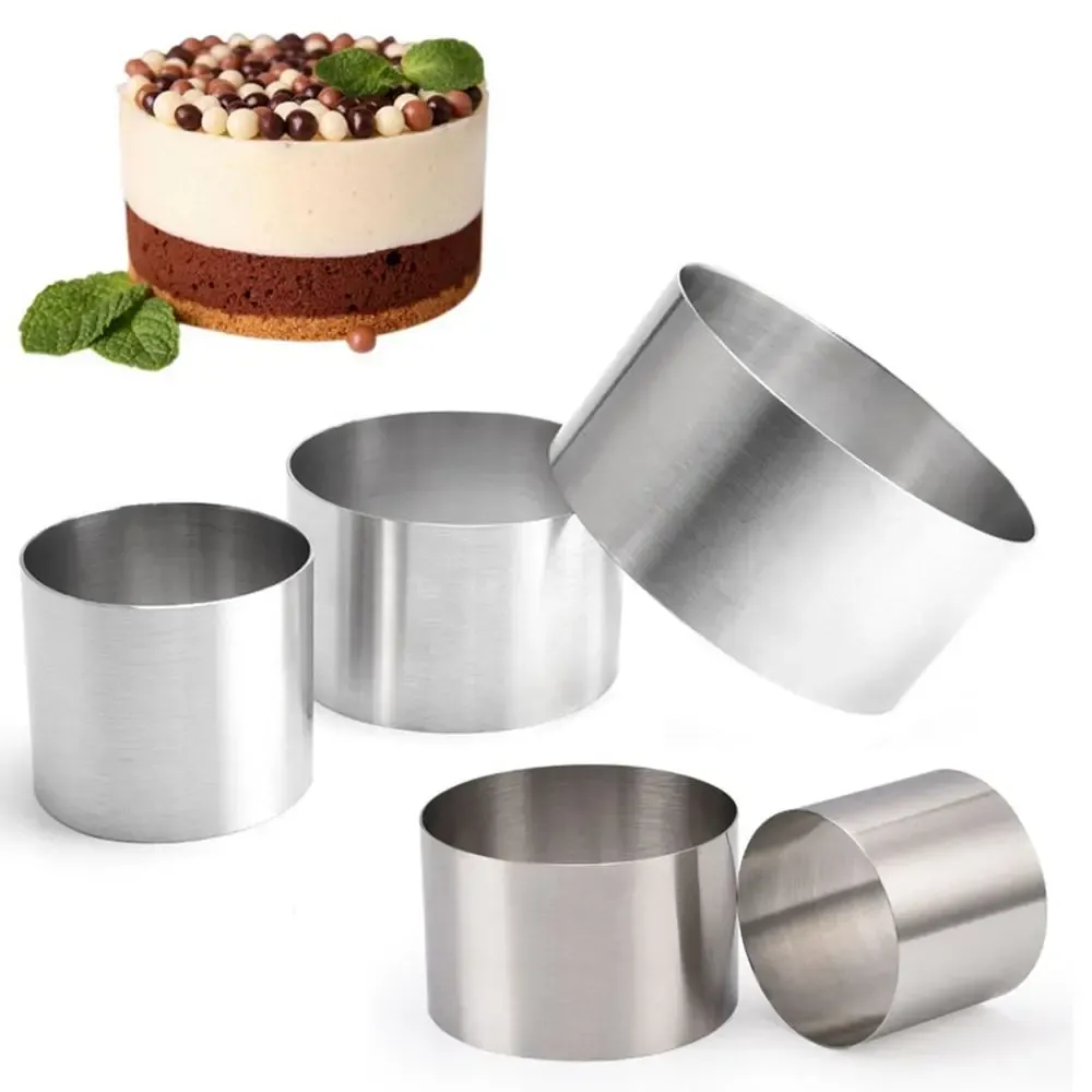 Moldes 5/6/8/10cm anel de bolo molde forma redonda de aço inoxidável aço reutilizável ferramenta de assadeira de mousse círculo de cozinha acessórios