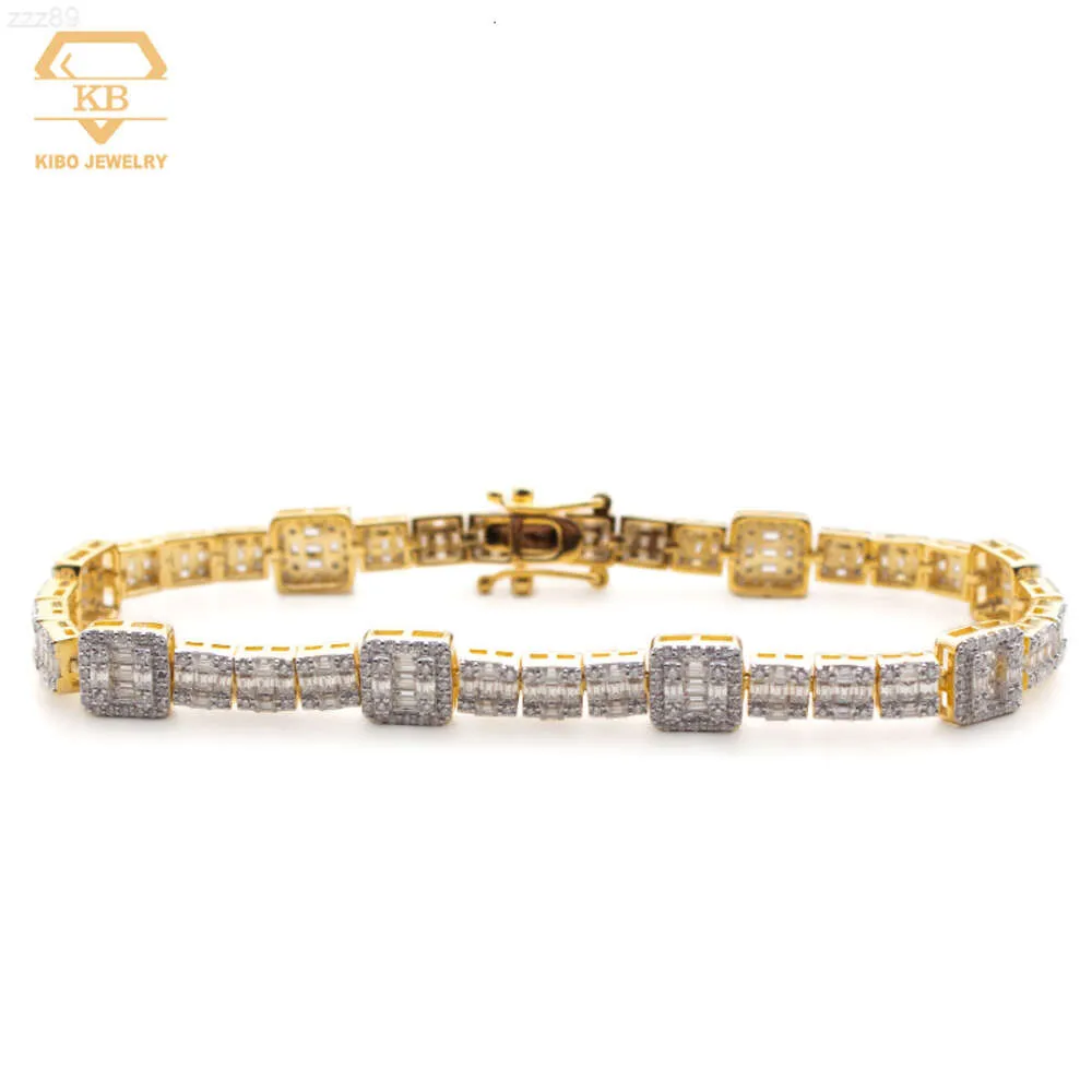 Mode smycken armband guldpläterade 925 sterling silver baguette moissanite diamant tennisarmband kvinnor